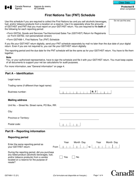 Form GST499-1  Printable Pdf