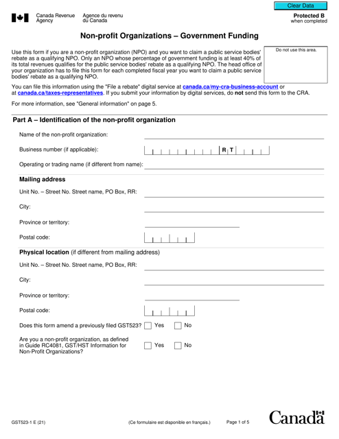 Form GST523-1  Printable Pdf