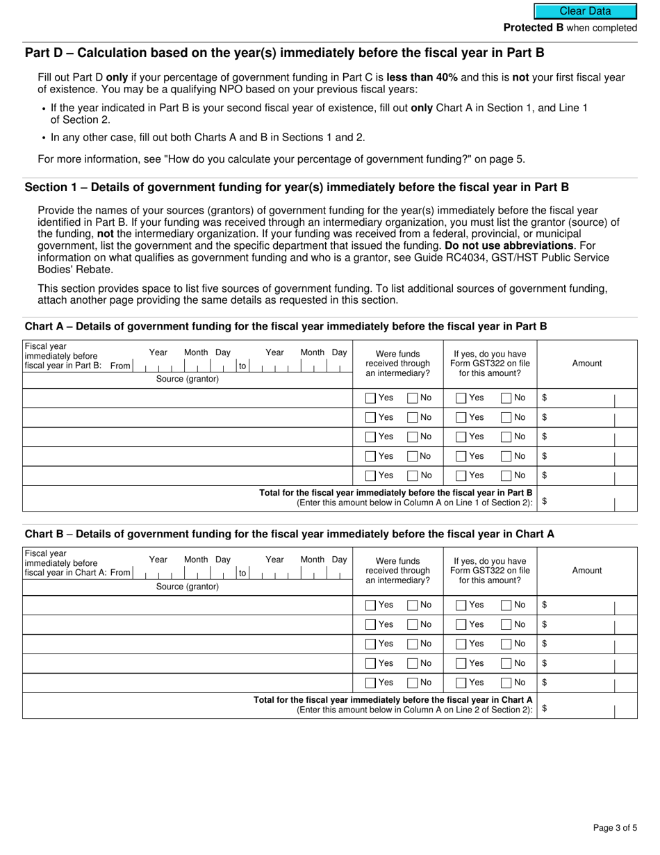 Form GST523-1 Non-profit Organizations - Government Funding - Canada, Page 3