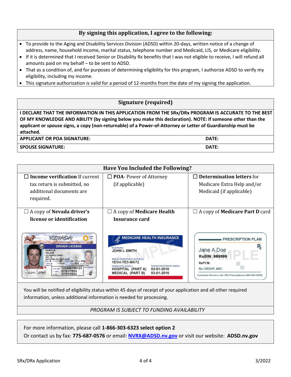 Application for Srx / Drx Program - Nevada, Page 4
