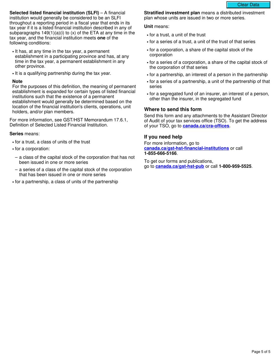 Form RC4611 Gst / Hst Application for Authorization or Revocation for an Exchange-Traded Fund to Use Particular Methods to Determine Its Provincial Attribution Percentages - Canada, Page 5