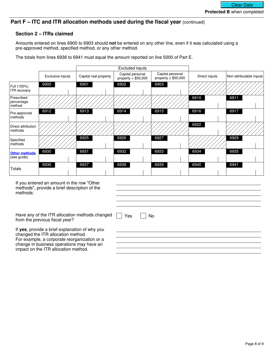 Form RC7291 Gst / Hst and Qst Annual Information Return for Selected Listed Financial Institutions - Canada, Page 8