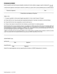 Resident Application for Severely Disabled Hunting and/or Fishing License - Nevada, Page 2