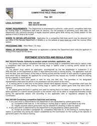 Document preview: Instructions for Form SLAP22.74 Competitive Field Trials Permit - Nevada