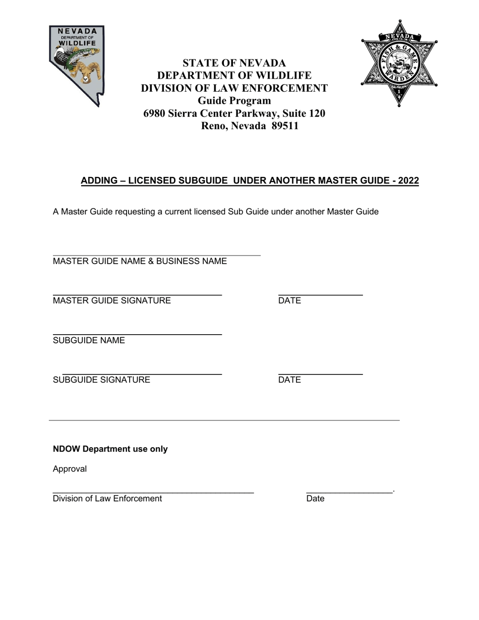 Adding - Licensed Subguide Under Another Master Guide - Nevada, Page 1