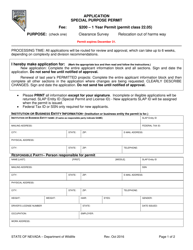 Document preview: Application - Special Purpose Permit - Nevada