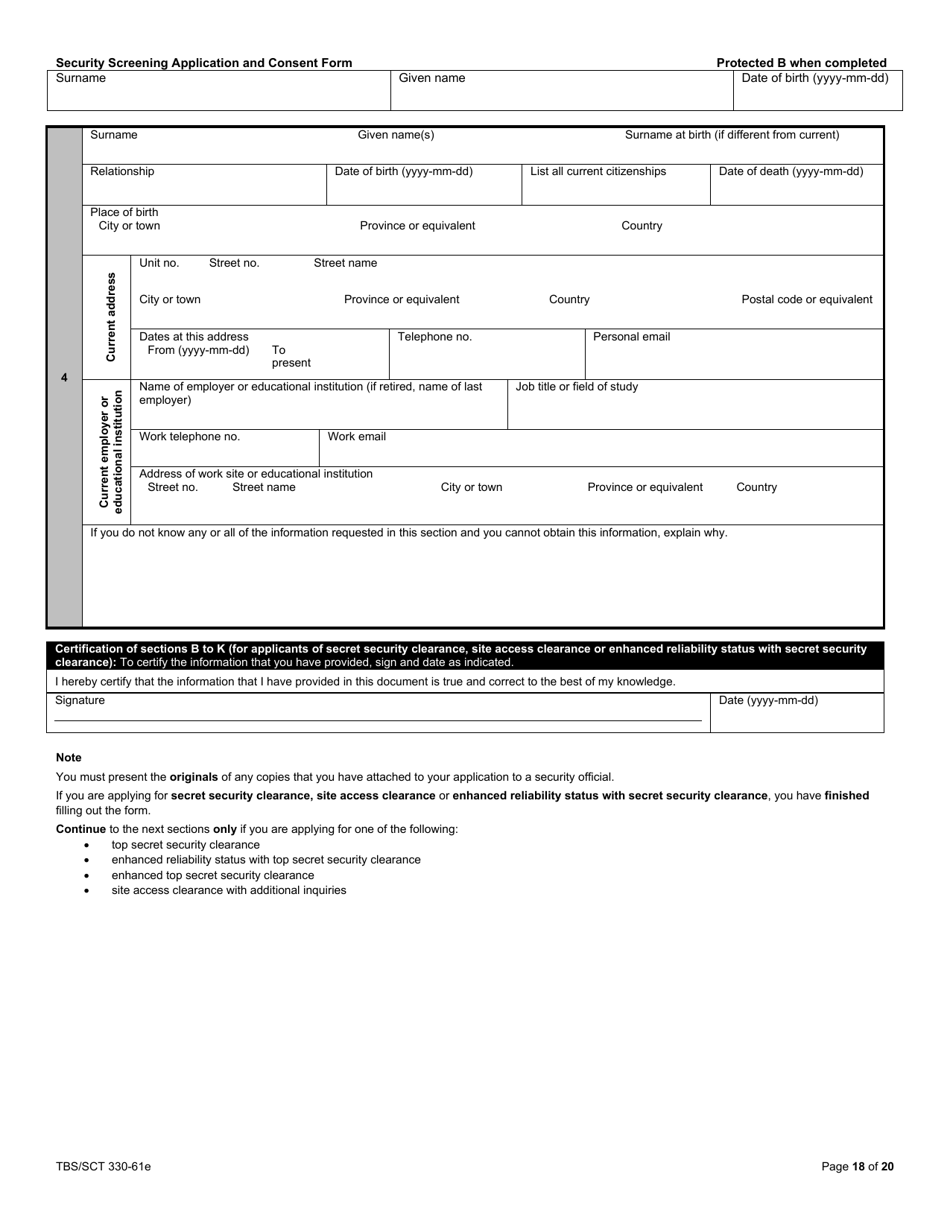 Form TBS / SCT330-61E Security Screening Application and Consent Form - Canada, Page 18