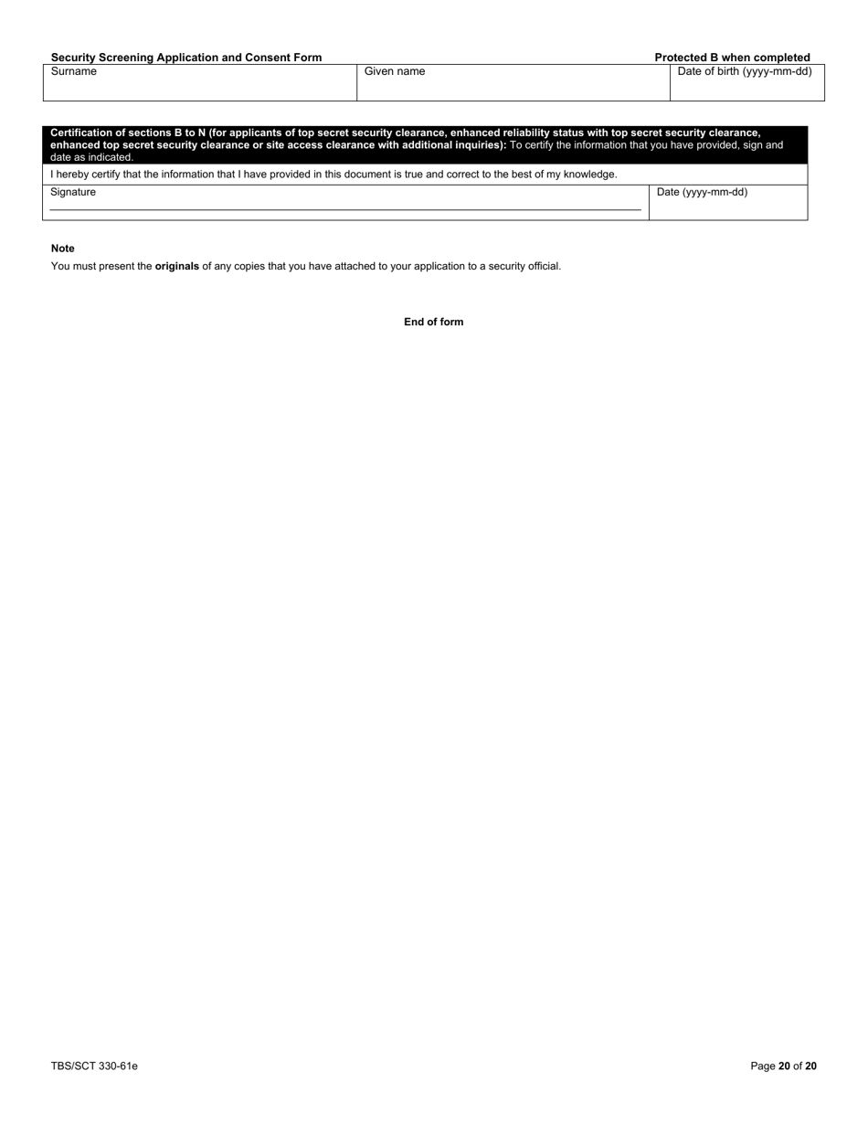 Form TBS / SCT330-61E Security Screening Application and Consent Form - Canada, Page 20