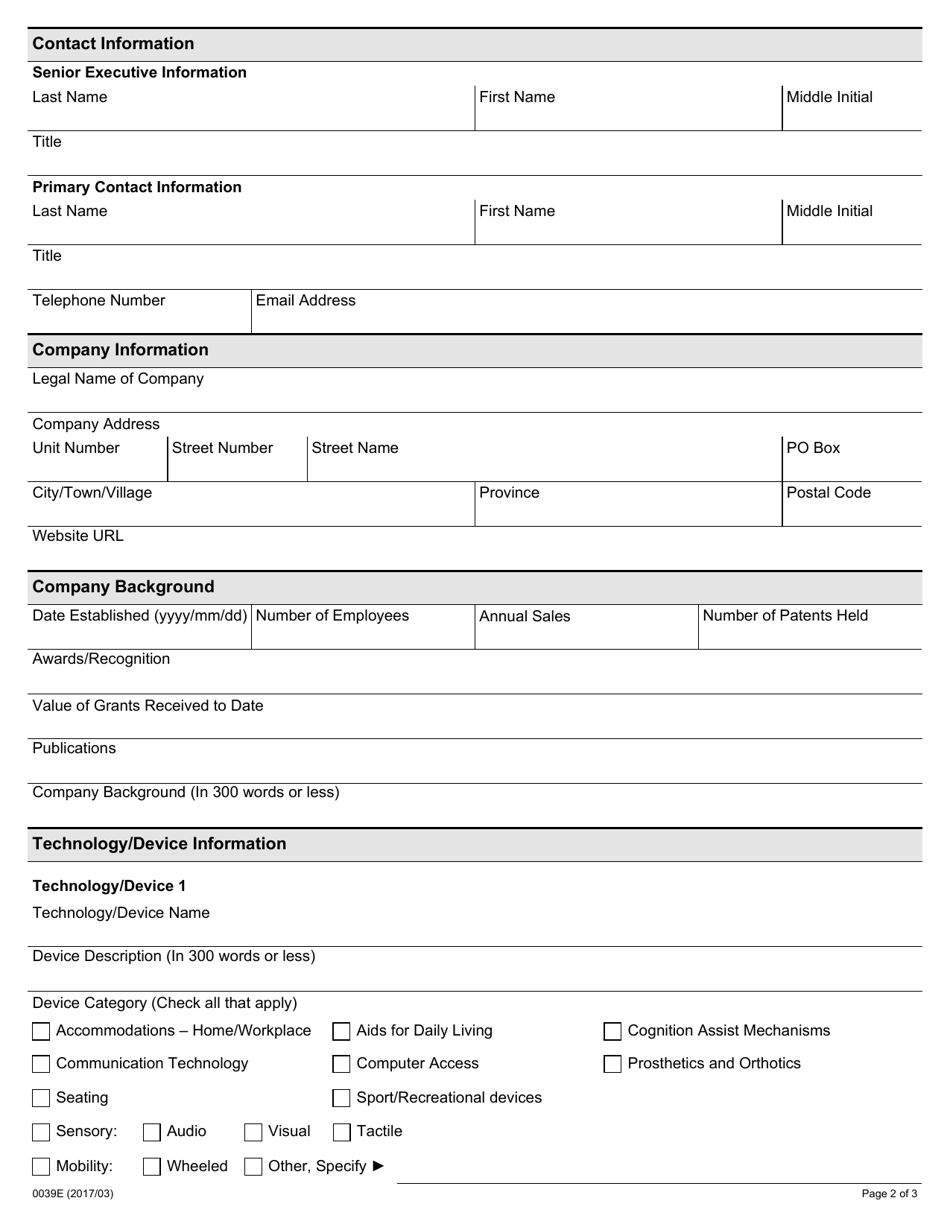 Form 0039E - Fill Out, Sign Online and Download Fillable PDF, Ontario ...