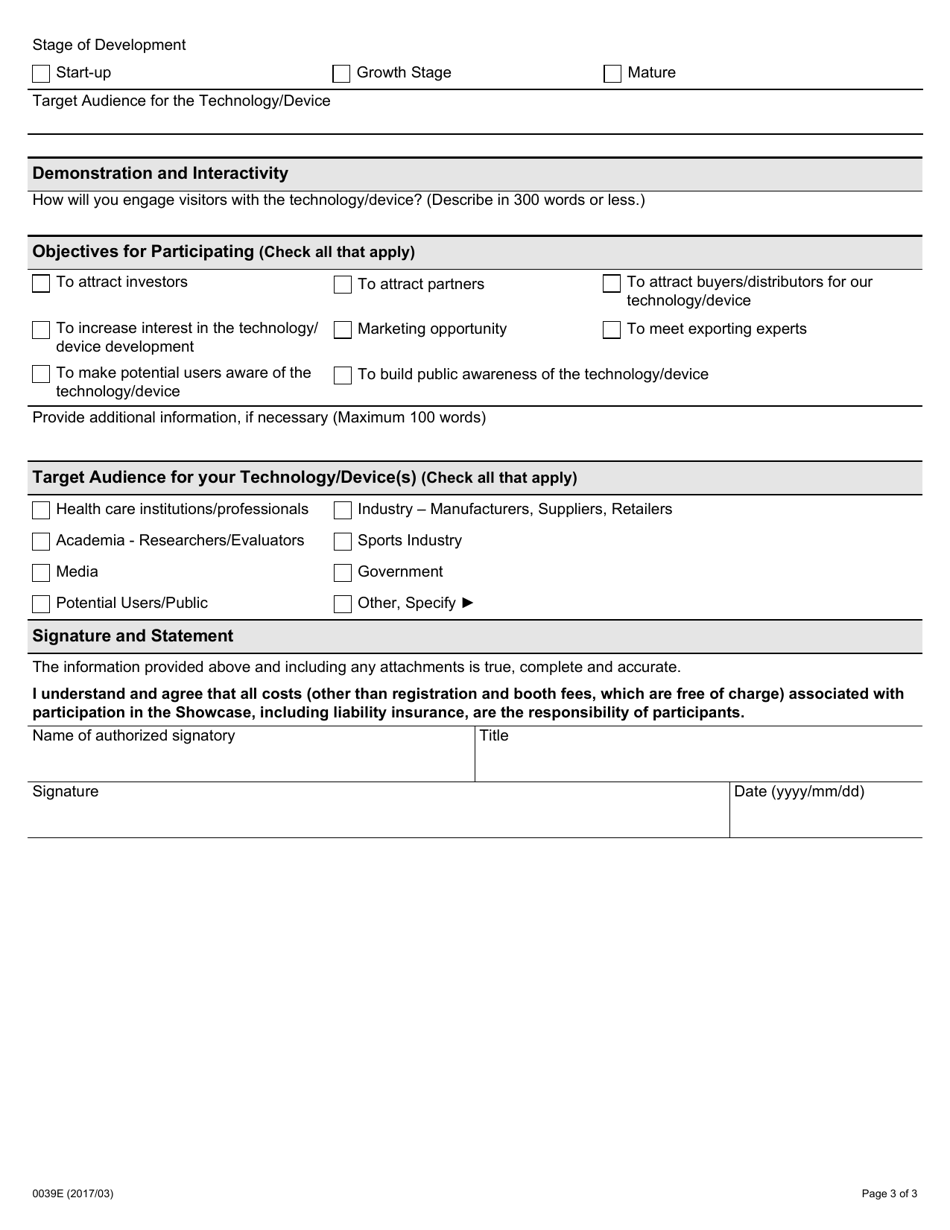 Form 0039E Expression of Interest - Ontario, Canada, Page 3
