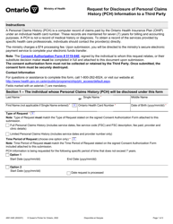 Form 4891-84E Request for Disclosure of Personal Claims History (Pch) Information to a Third Party - Ontario, Canada