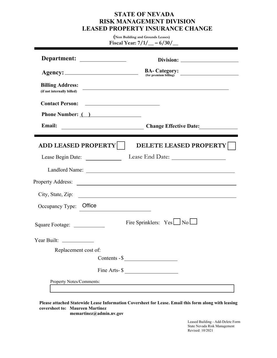 Leased Property Insurance Change - Nevada, Page 1