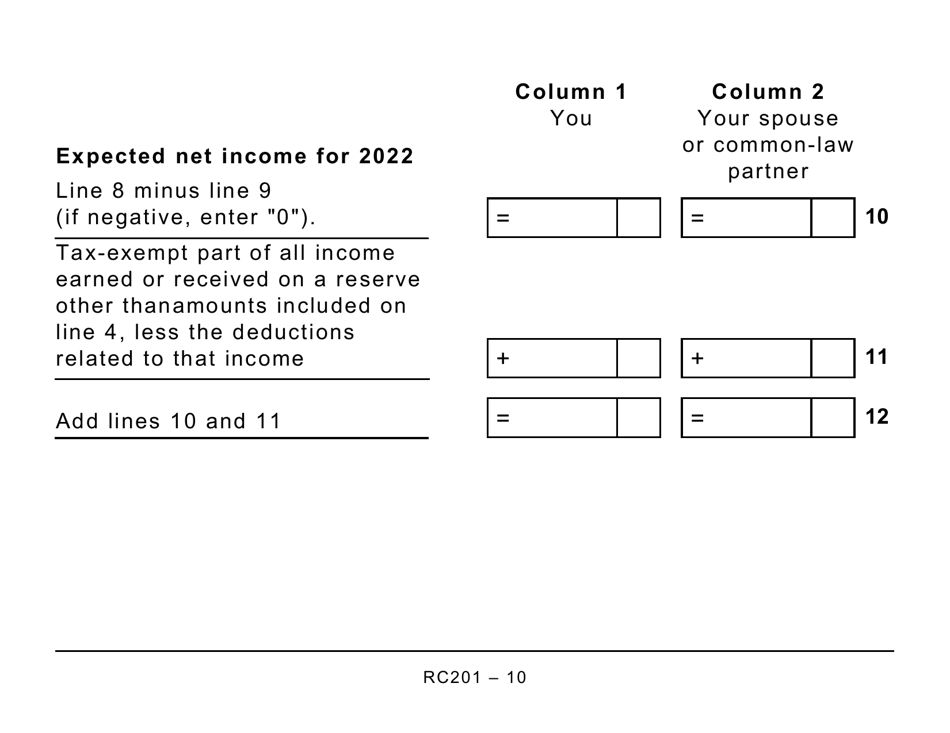 Form RC201 Canada Workers Benefit Advance Payments Application - Large Print - Canada, Page 10