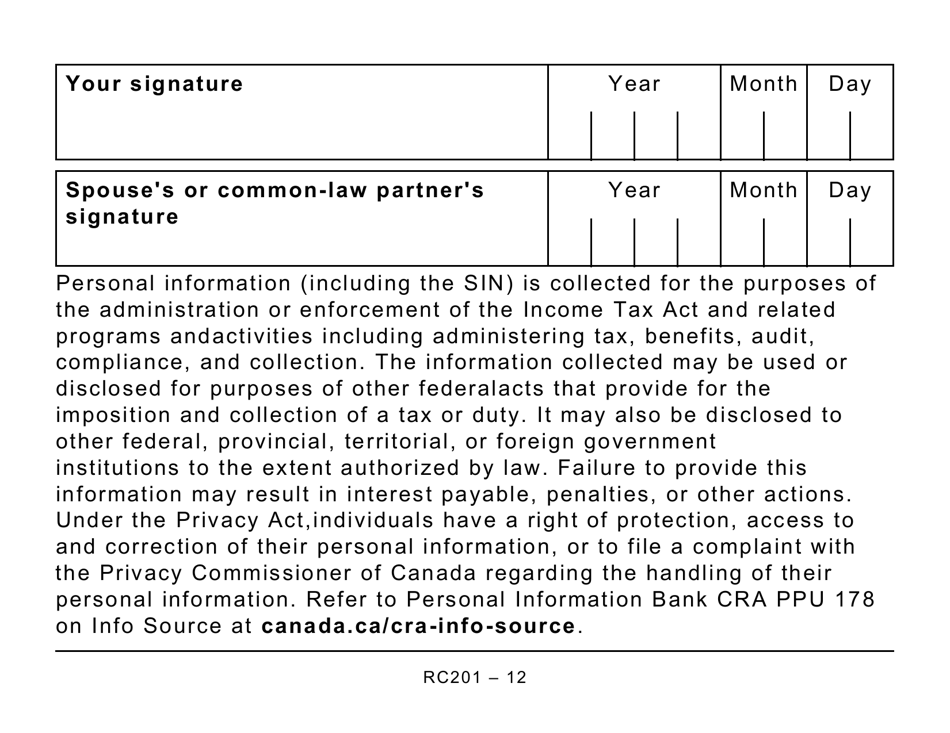 Form RC201 2022 Fill Out, Sign Online and Download Printable PDF