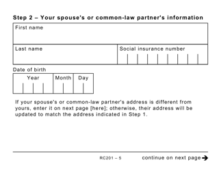 Form RC201 Canada Workers Benefit Advance Payments Application - Large Print - Canada, Page 5