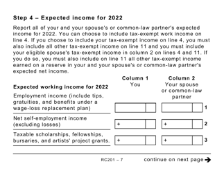 Form RC201 Canada Workers Benefit Advance Payments Application - Large Print - Canada, Page 7