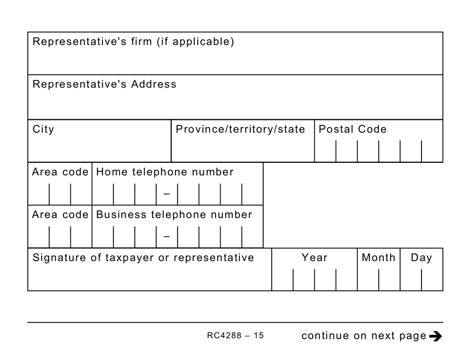 Form RC4288 Request for Taxpayer Relief - Cancel or Waive Penalties and Interest - Large Print - Canada, Page 15