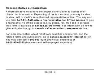 Form RC4288 Request for Taxpayer Relief - Cancel or Waive Penalties and Interest - Large Print - Canada, Page 2