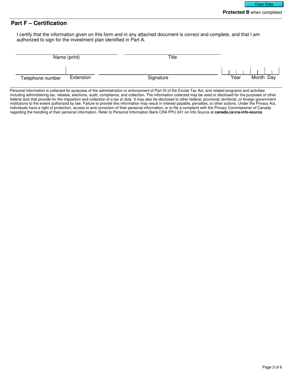 Form RC4609 Election or Revocation of Election to Use a Real-Time Calculation Method or the Reconciliation Method for Gst / Hst Purposes - Canada, Page 3