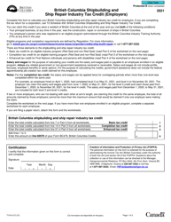 Form T1014-2 British Columbia Shipbuilding and Ship Repair Industry Tax Credit (Employers) - Canada