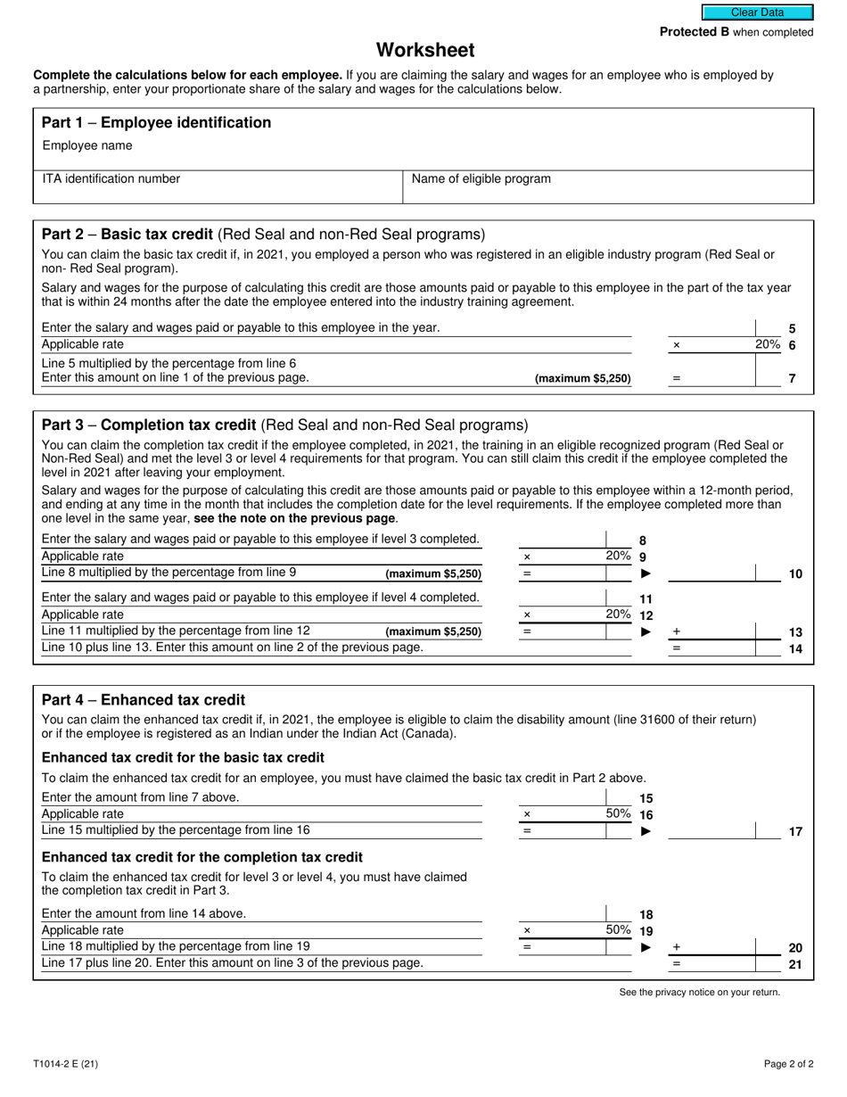 Form T1014-2 British Columbia Shipbuilding and Ship Repair Industry Tax Credit (Employers) - Canada, Page 2