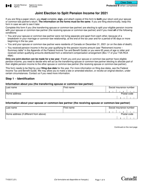 Form T1032 2021 Printable Pdf