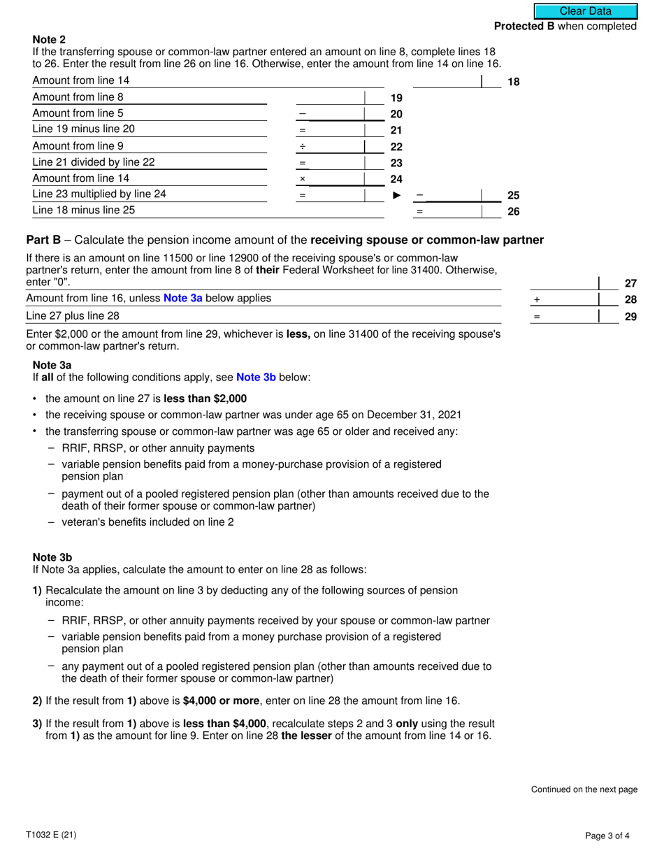 Form T1032 Joint Election to Split Pension Income - Canada, Page 3