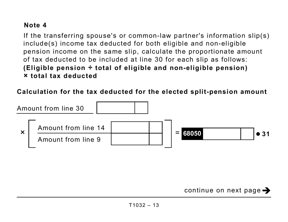 Form T1032 Joint Election to Split Pension Income - Large Print - Canada, Page 13