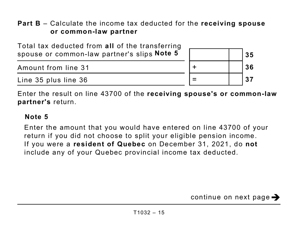 Form T1032 Joint Election to Split Pension Income - Large Print - Canada, Page 15