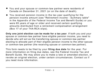 Form T1032 Joint Election to Split Pension Income - Large Print - Canada, Page 2