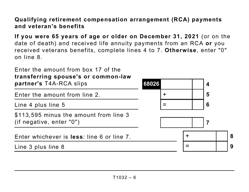 Form T1032 Joint Election to Split Pension Income - Large Print - Canada, Page 6