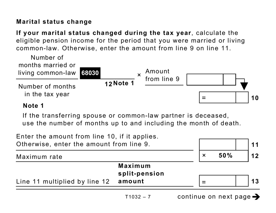 Form T1032 Joint Election to Split Pension Income - Large Print - Canada, Page 7
