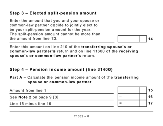 Form T1032 Joint Election to Split Pension Income - Large Print - Canada, Page 8