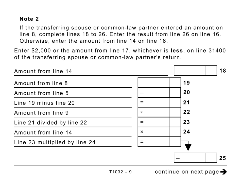 Form T1032 Joint Election to Split Pension Income - Large Print - Canada, Page 9