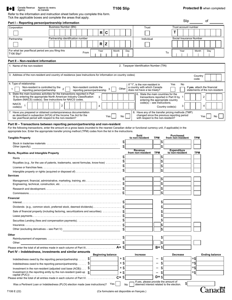 Form T106 Information Return of Non-arms Length Transactions With Non-residents (2022 and Later Tax Years) - Canada, Page 3