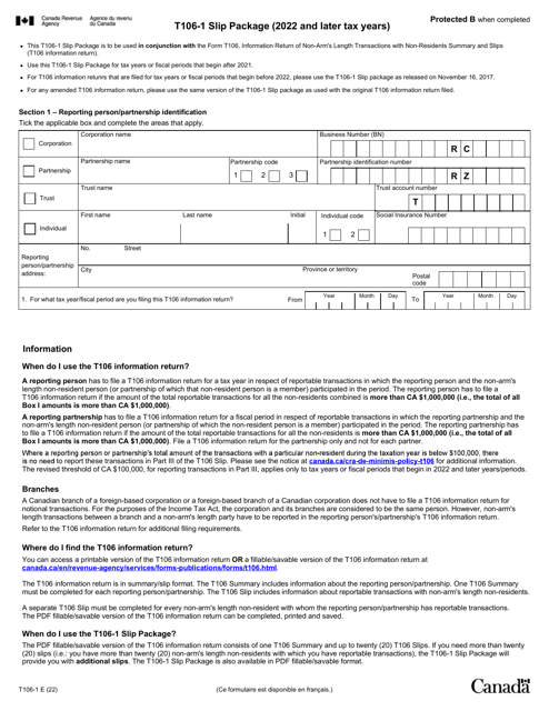 Form T106-1  Printable Pdf