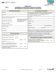 Form T1163 Statement a - Agristability and Agriinvest Programs Information and Statement of Farming Activities for Individuals - Canada