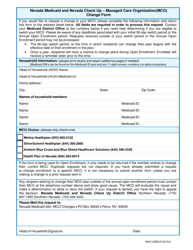 Document preview: Form NMO-5006E/S Nevada Medicaid and Nevada Check up - Managed Care Organization (Mco) Change Form - Nevada (English/Spanish)