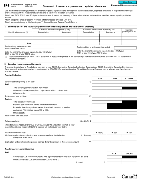 Form T1229  Printable Pdf