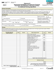 Form T1274 Statement B - Harmonized Agristability and Agriinvest Programs Information and Statement of Farming Activities for Additional Farming Operations - Canada