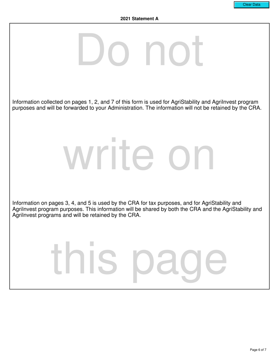 Form T1273 Statement a - Harmonized Agristability and Agriinvest Programs Information and Statement of Farming Activities for Individuals - Canada, Page 6