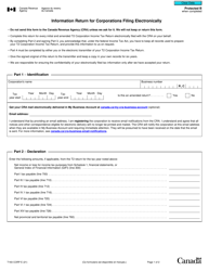 Form T183 CORP Information Return for Corporations Filing Electronically - Canada