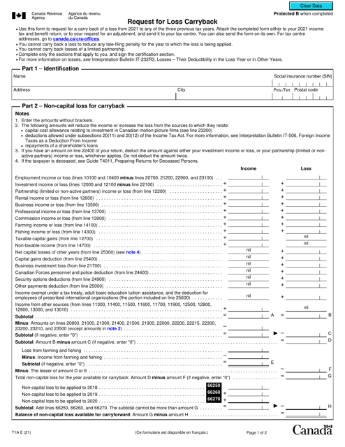 Form T1A  Printable Pdf