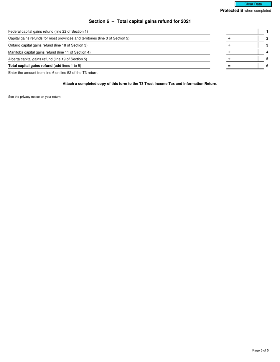Form T184 Capital Gains Refund to a Mutual Fund Trust - Canada, Page 5