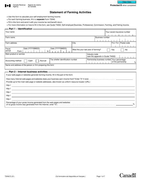 Form T2042  Printable Pdf