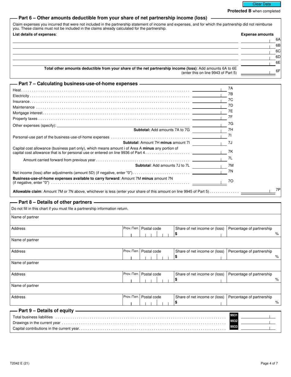 Form T2042 Statement of Farming Activities - Canada, Page 4