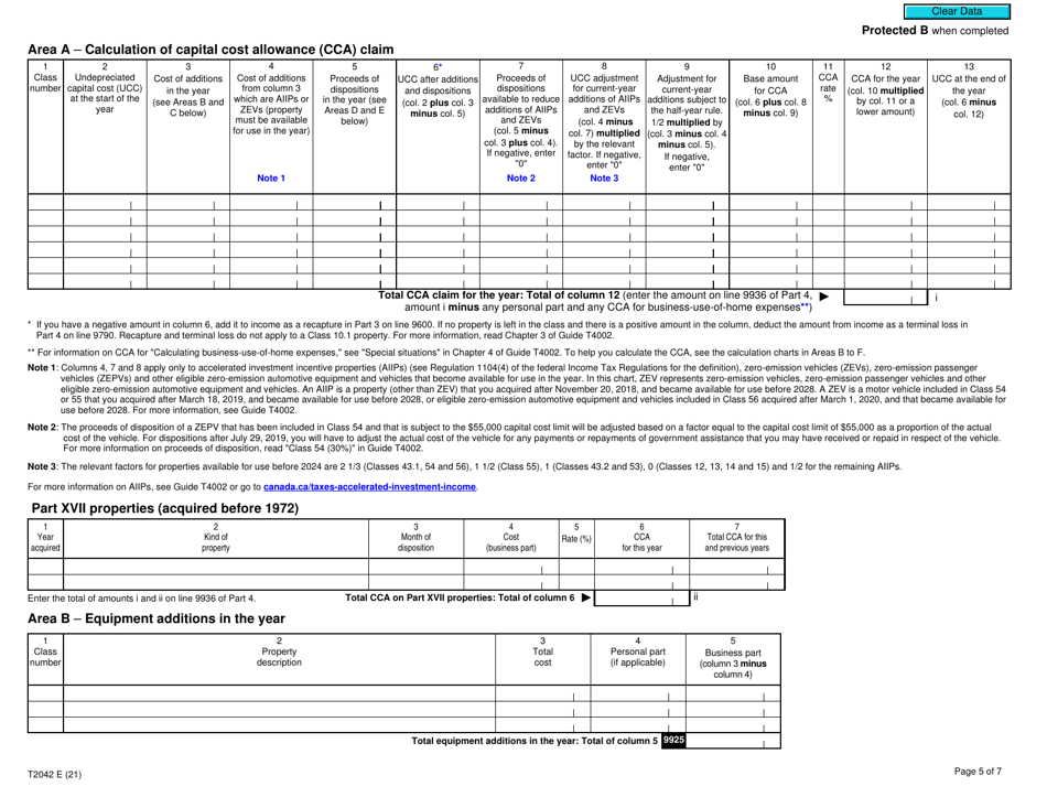 Form T2042 Statement of Farming Activities - Canada, Page 5