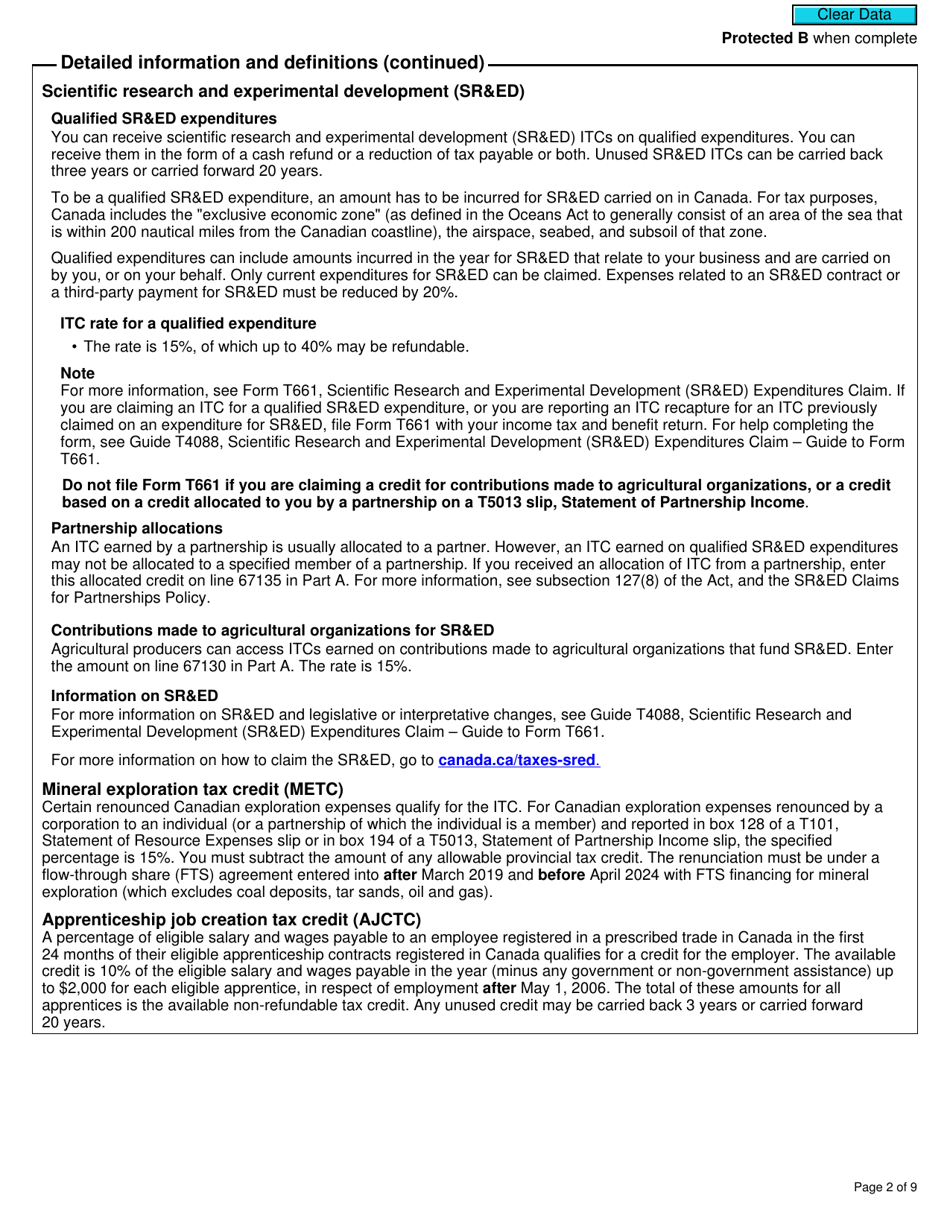 Form T2038(IND) Investment Tax Credit (Individuals) - Canada, Page 2