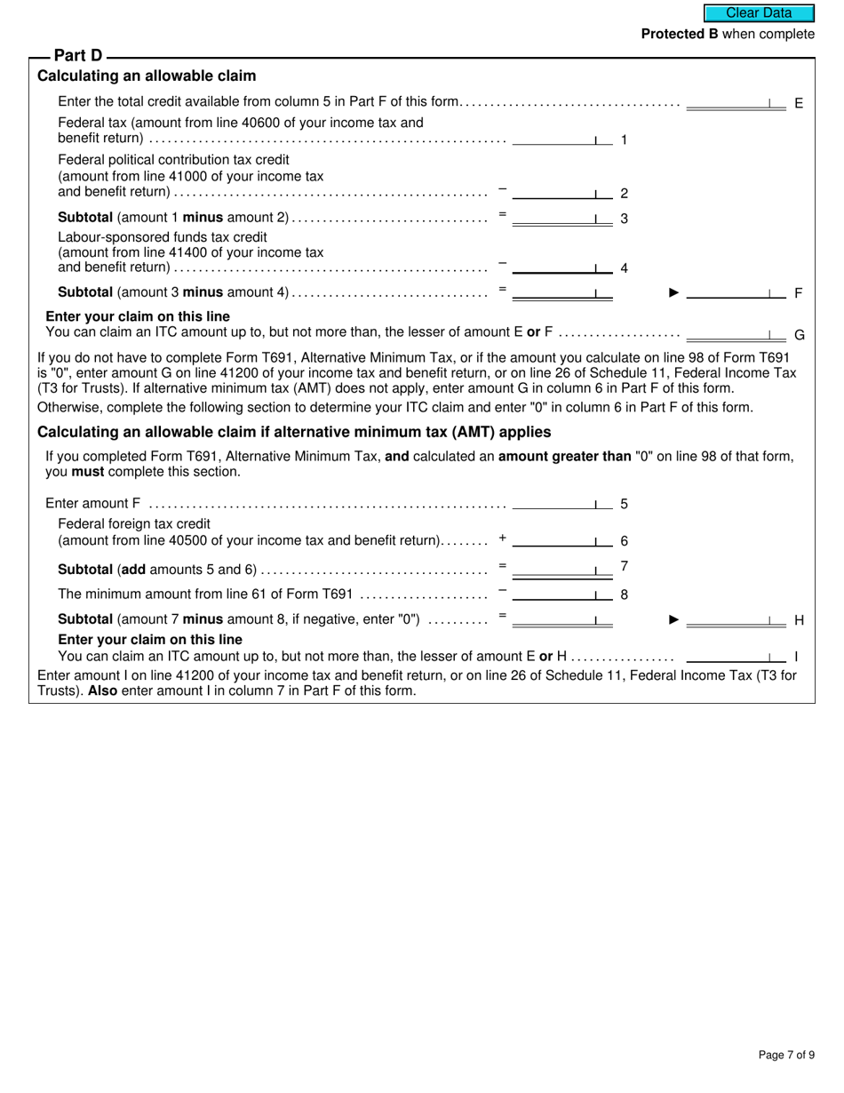 Form T2038(IND) Investment Tax Credit (Individuals) - Canada, Page 7