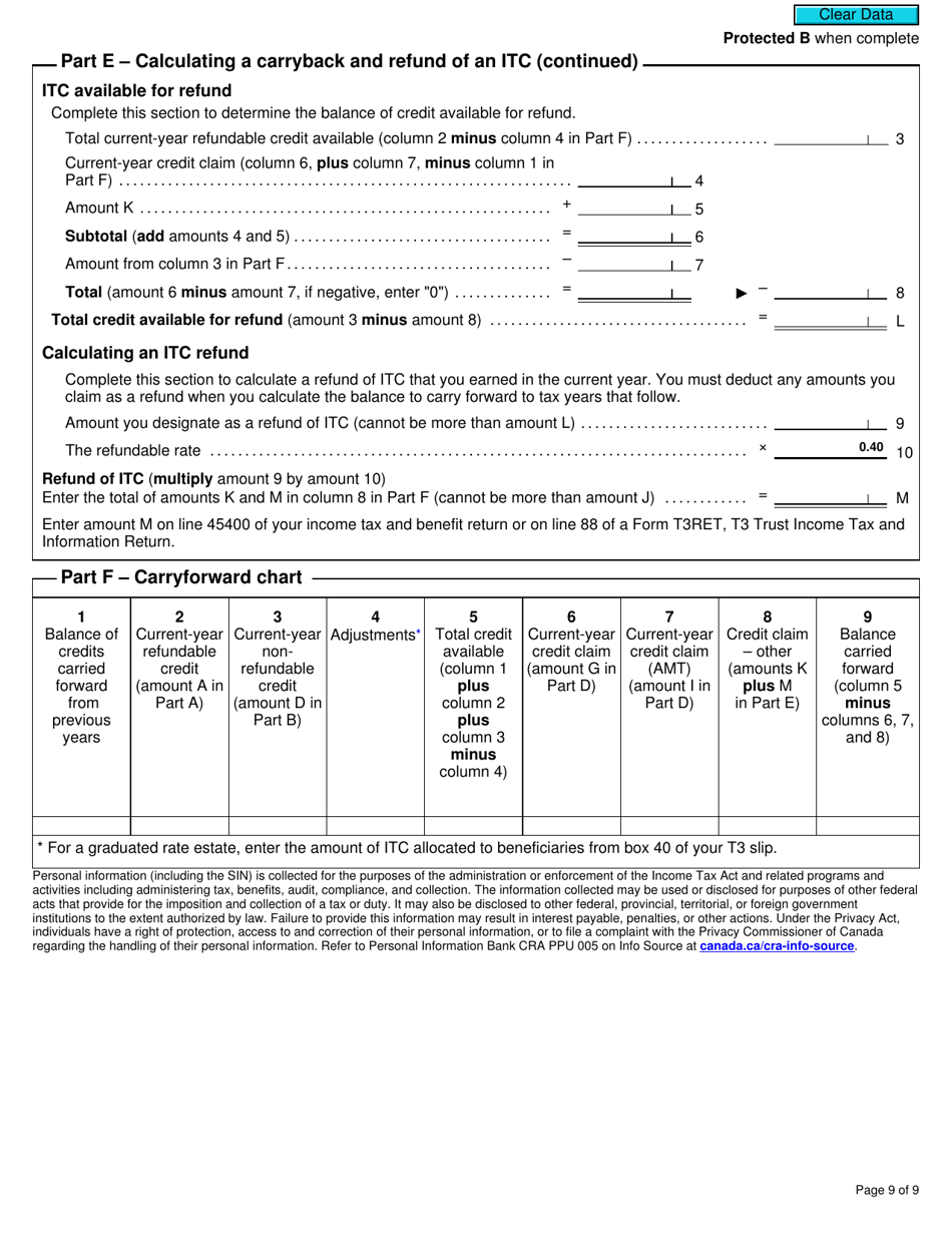 Form T2038(IND) Investment Tax Credit (Individuals) - Canada, Page 9